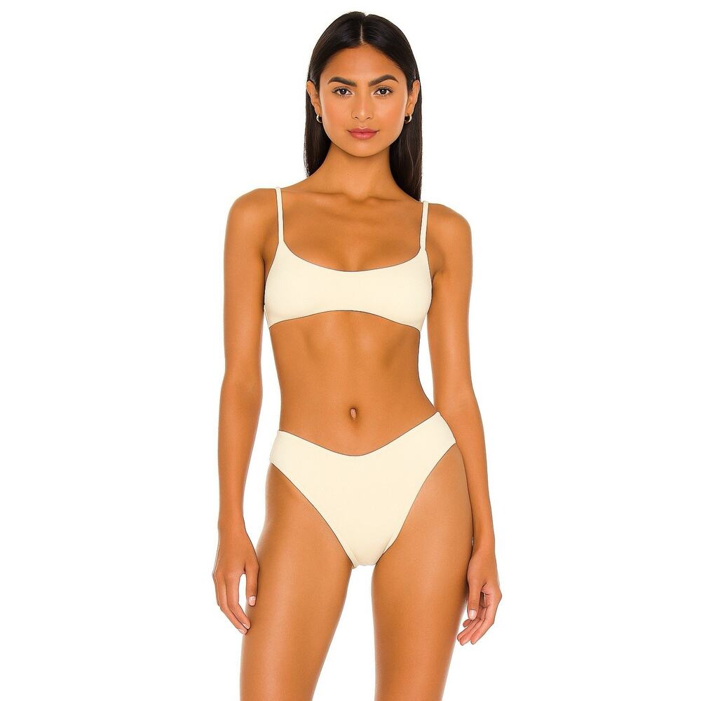 Agua Bendita Minimalist Cream Retro Bikini Bottoms L NWOT